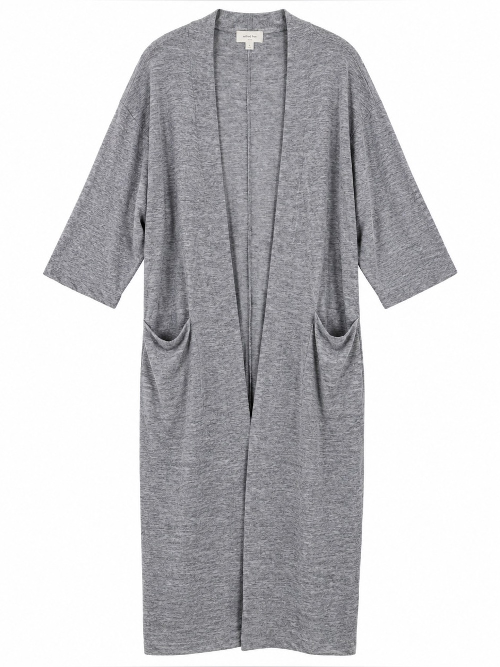 ARITZIA Wilfred Duster Cardigan Long Gray Open Front Jersey Knit - MEDIUM